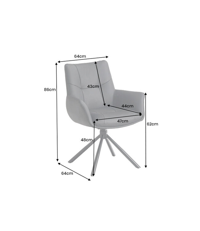 Invicta Interior Draaistoel SIGNATURE 360° met armleuningen, verende kern, zwart leer, draaibaar - 47469