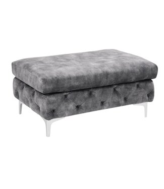 Invicta Interior Kruk MODERN BAROCK 90 cm, fluweel donkergrijs, in Chesterfield-stijl - 45980