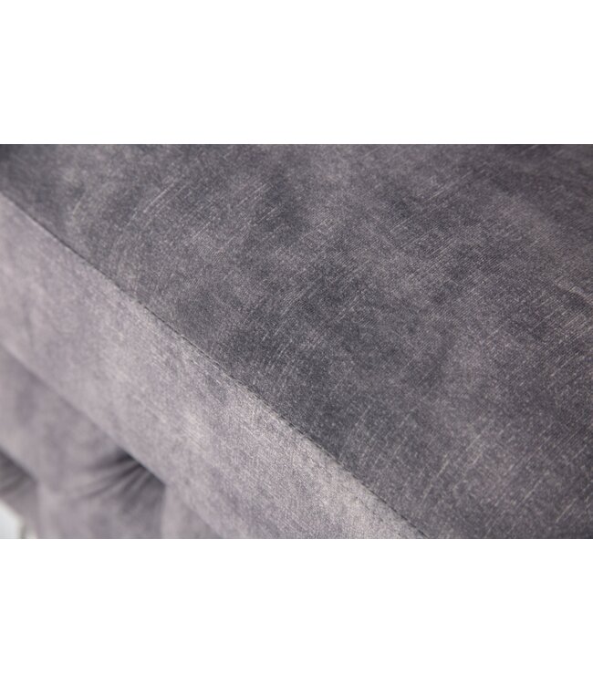 Invicta Interior Kruk MODERN BAROCK 90 cm, fluweel donkergrijs, in Chesterfield-stijl - 45980