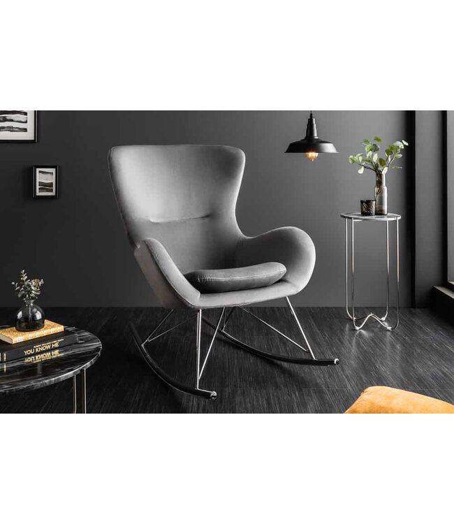 Invicta Interior Schommelstoel SCANDINAVIA SWING, fluweelgrijs, chromen poten - 43141