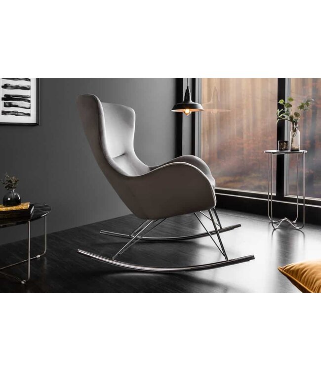Invicta Interior Schommelstoel SCANDINAVIA SWING, fluweelgrijs, chromen poten - 43141
