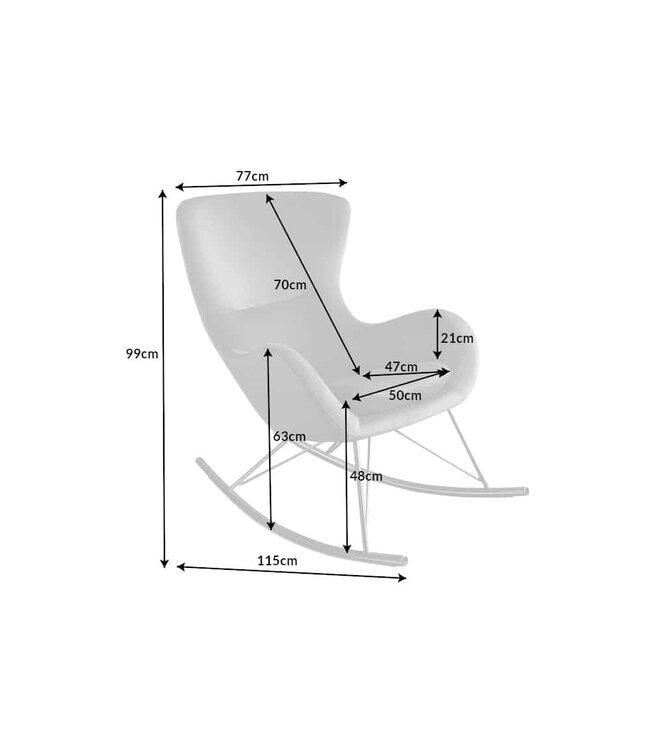 Invicta Interior Schommelstoel SCANDINAVIA SWING, fluweelgrijs, chromen poten - 43141