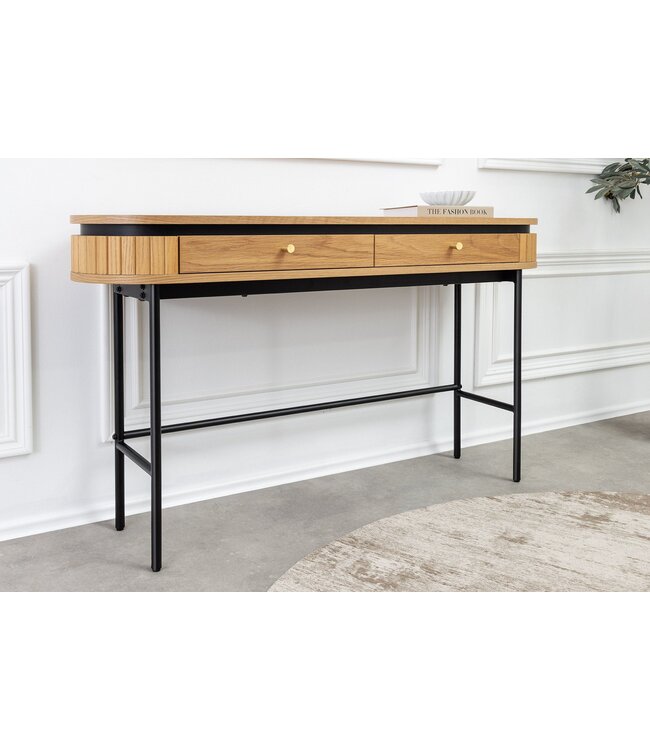 Invicta Interior Console ATELIER 120 cm, natuurlijke eikenhoutlook met zwart metalen frame - 47456