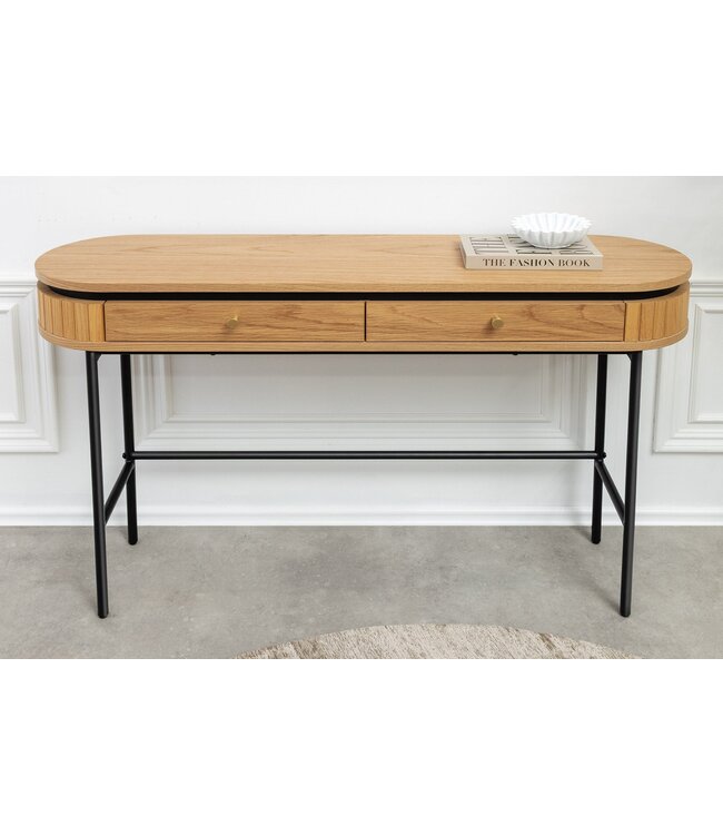 Invicta Interior Console ATELIER 120 cm, natuurlijke eikenhoutlook met zwart metalen frame - 47456