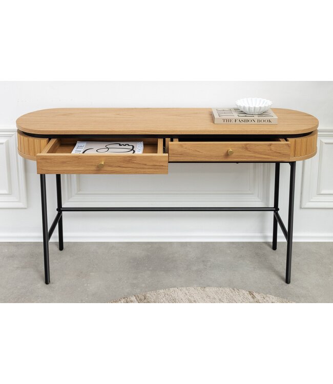 Invicta Interior Console ATELIER 120 cm, natuurlijke eikenhoutlook met zwart metalen frame - 47456