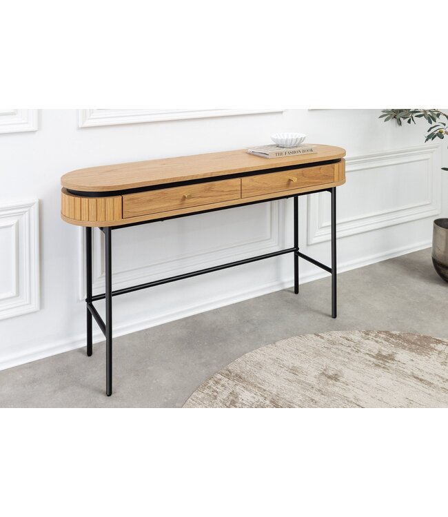 Invicta Interior Console ATELIER 120 cm, natuurlijke eikenhoutlook met zwart metalen frame - 47456