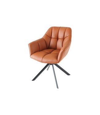 Invicta Interior Draaistoel PAPILLON, 180° draaibaar, met armleuningen, cognaczwart leer - 44596