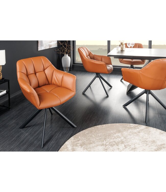 Invicta Interior Draaistoel PAPILLON, 180° draaibaar, met armleuningen, cognaczwart leer - 44596