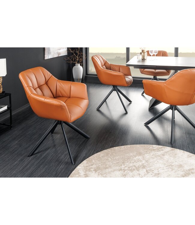 Invicta Interior Draaistoel PAPILLON, 180° draaibaar, met armleuningen, cognaczwart leer - 44596