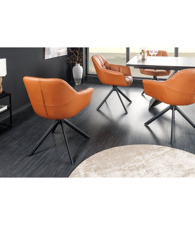 Invicta Interior Draaistoel PAPILLON, 180° draaibaar, met armleuningen, cognaczwart leer - 44596