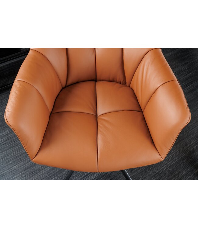 Invicta Interior Draaistoel PAPILLON, 180° draaibaar, met armleuningen, cognaczwart leer - 44596