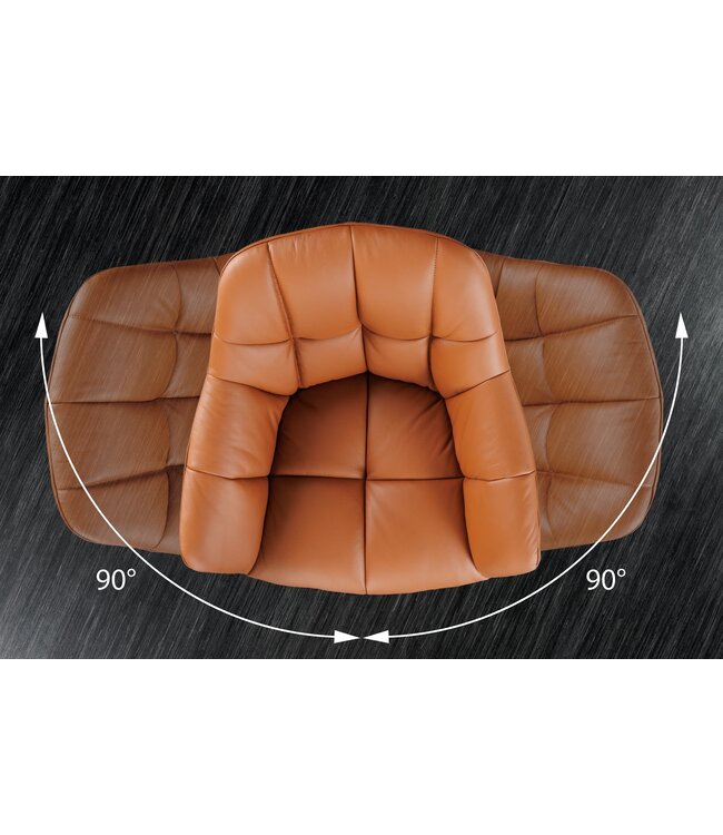 Invicta Interior Draaistoel PAPILLON, 180° draaibaar, met armleuningen, cognaczwart leer - 44596