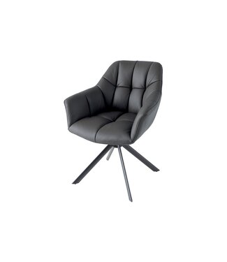 Invicta Interior Draaistoel PAPILLON, 180° draaibaar, met armleuningen, zwart leer. - 44594