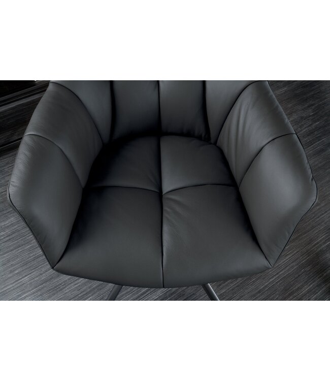 Invicta Interior Draaistoel PAPILLON, 180° draaibaar, met armleuningen, zwart leer. - 44594