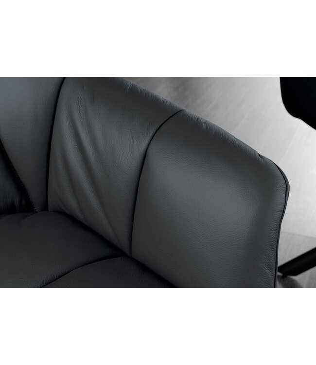 Invicta Interior Draaistoel PAPILLON, 180° draaibaar, met armleuningen, zwart leer. - 44594