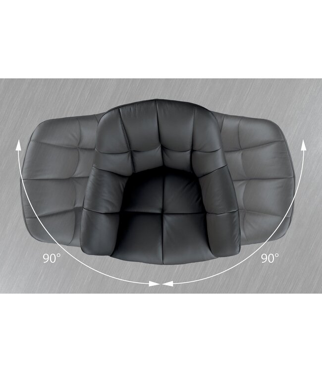 Invicta Interior Draaistoel PAPILLON, 180° draaibaar, met armleuningen, zwart leer. - 44594