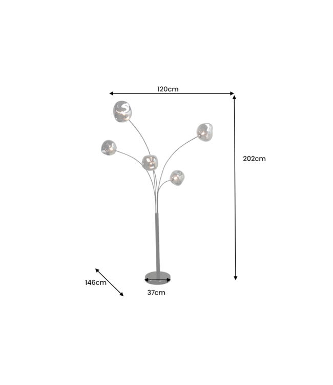 Invicta Interior Vloerlamp LIQUID DIAMOND goud 200cm - 48501
