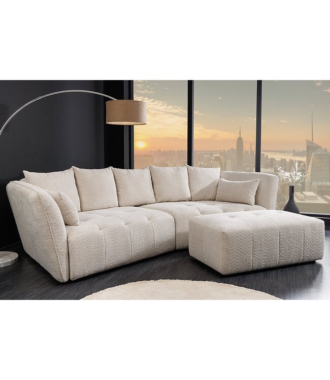 Invicta Interior Bank ROYAL 120cm veerkern bouclé champagne beige - 44545