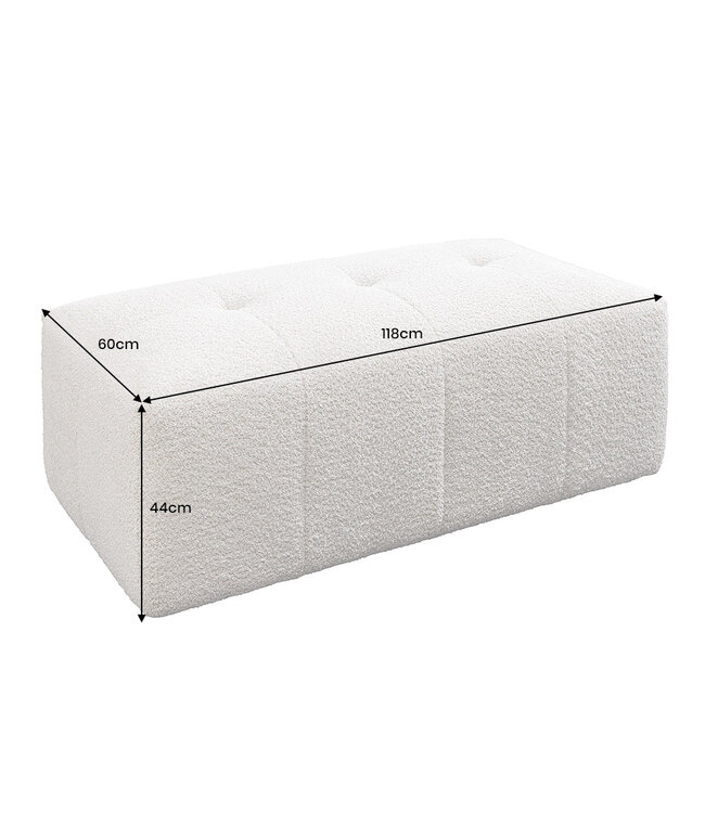 Invicta Interior Bank ROYAL 120cm veerkern bouclé champagne beige - 44545