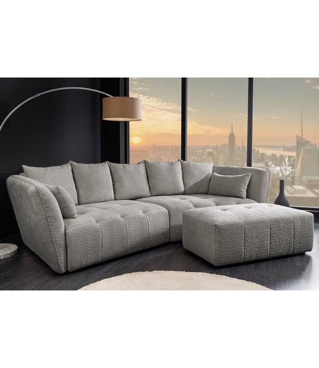 Invicta Interior Bank ROYAL 120cm veerkern bouclé grijs - 44543