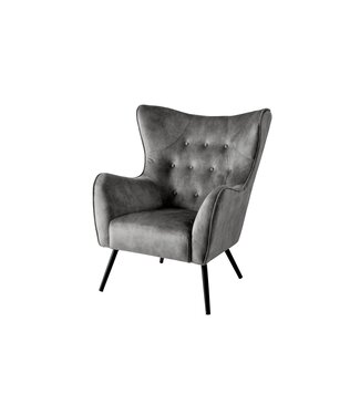 Invicta Interior Fauteuil AMSTERDAM met fluweelgrijze accenten, grijs - 43567