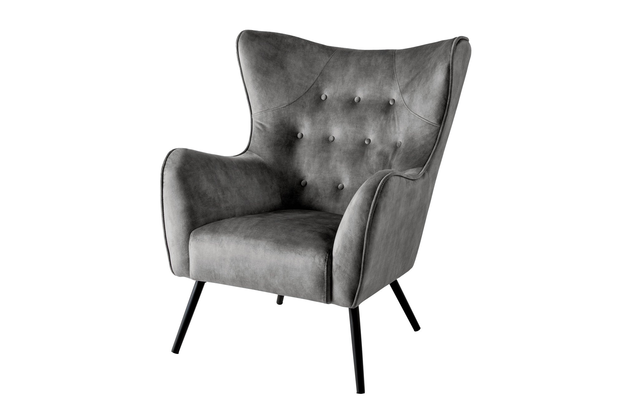 Fauteuil AMSTERDAM met fluweelgrijze accenten, grijs - 43567