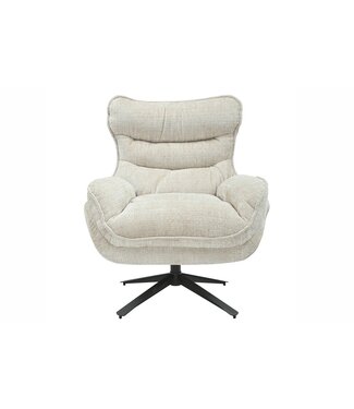 Invicta Interior Fauteuil CLOUD 360° draaibaar, met structuurstof, champagnebeige, en zwart metalen frame. - 46705
