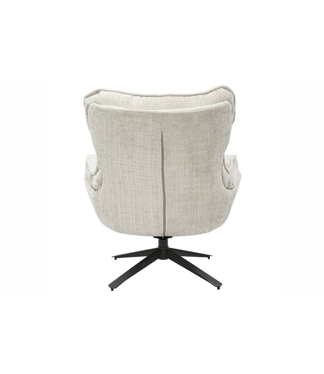 Invicta Interior Fauteuil CLOUD 360° draaibaar, met structuurstof, champagnebeige, en zwart metalen frame. - 46705