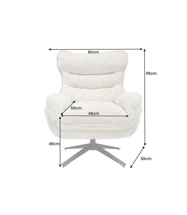 Invicta Interior Fauteuil CLOUD 360° draaibaar, met structuurstof, champagnebeige, en zwart metalen frame. - 46705
