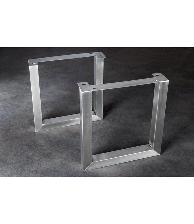 Invicta Interior U-vormige poten van 70 cm, set van 2, voor eettafels, geborsteld roestvrij staal (exclusief tafelblad). - 41940