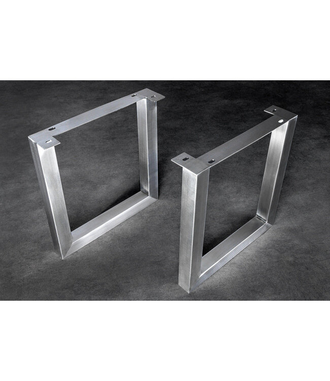 Invicta Interior U-vormige poten van 70 cm, set van 2, voor eettafels, geborsteld roestvrij staal (exclusief tafelblad). - 41940