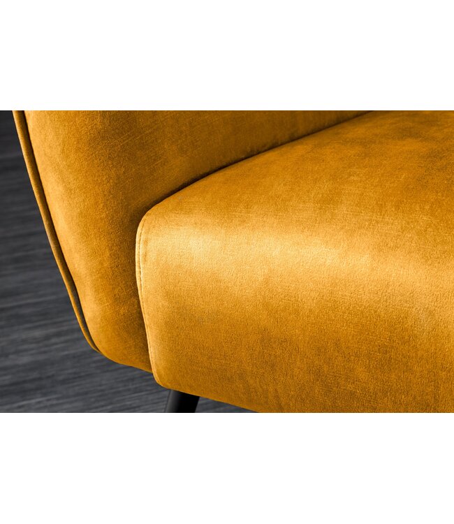 Invicta Interior Fauteuil AMSTERDAM, fluweel, mosterdgeel, zwarte metalen poten - 44484