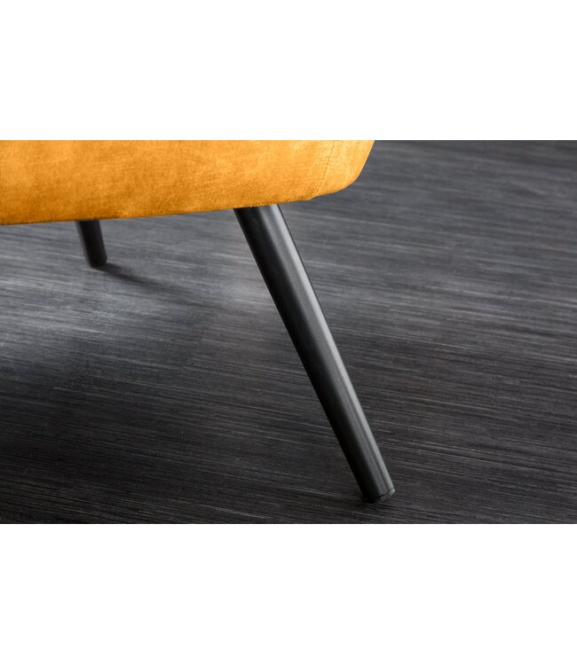 Invicta Interior Fauteuil AMSTERDAM, fluweel, mosterdgeel, zwarte metalen poten - 44484
