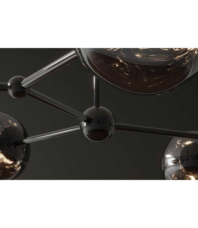 Invicta Interior Hanglamp LIQUID DIAMOND met 5 glazen lampenkappen in rooklook - 46021