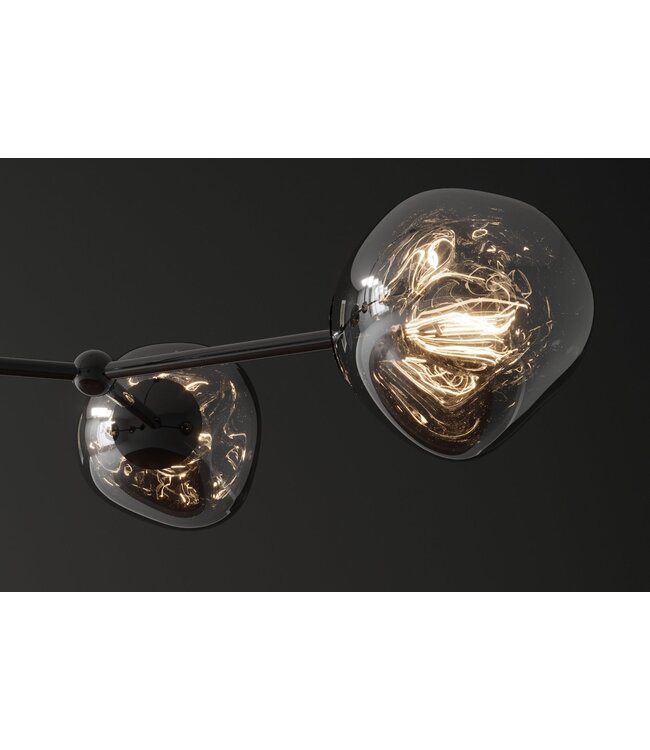 Invicta Interior Hanglamp LIQUID DIAMOND met 5 glazen lampenkappen in rooklook - 46021