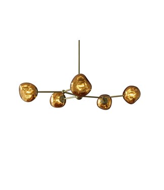 Invicta Interior Hanglamp LIQUID DIAMOND met 5 glazen lampenkappen in goud - 46020