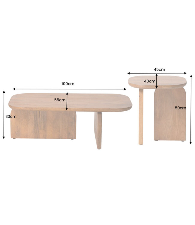 Invicta Interior Salontafelset GATSBY van 2 stuks, gemaakt van natuurlijk acaciahout. - 47607