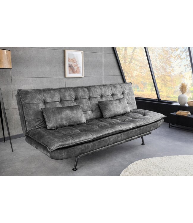 Invicta Interior Slaapbank JAZZ 195 cm 3-zits fluweel grijs - 47528