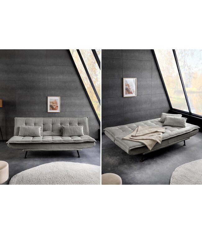 Invicta Interior Slaapbank JAZZ 195 cm 3-zits corduroy grijs - 47522