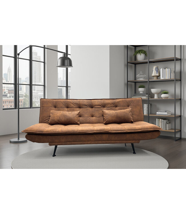 Invicta Interior Slaapbank JAZZ 195 cm 3-zits microvezel bruin - 47525