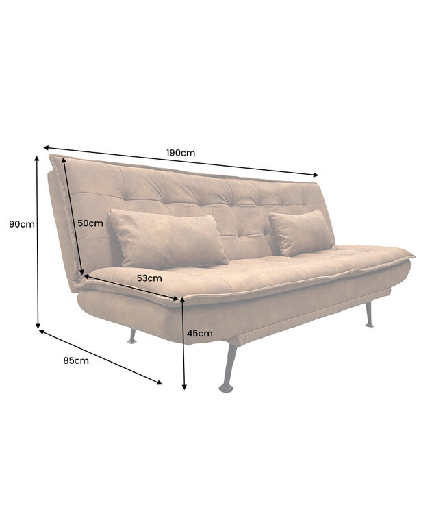 Invicta Interior Slaapbank JAZZ 195 cm 3-zits microvezel bruin - 47525