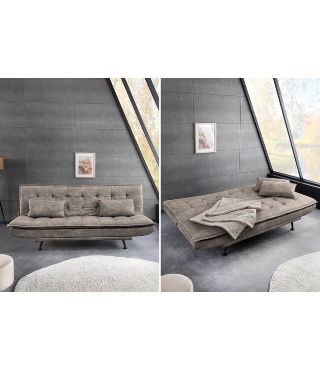 Invicta Interior Slaapbank JAZZ 195 cm 3-zits microvezel taupe - 47526