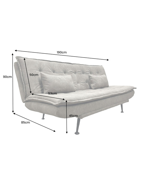 Invicta Interior Slaapbank JAZZ 195 cm 3-zits microvezel taupe - 47526
