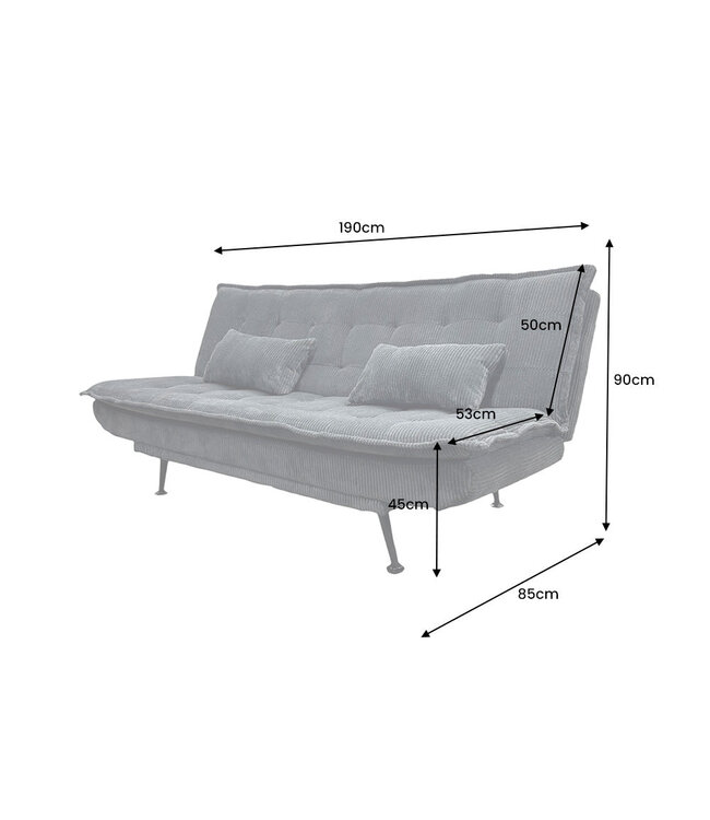 Invicta Interior Slaapbank JAZZ 195 cm 3-zits, corduroy grijs - 47524