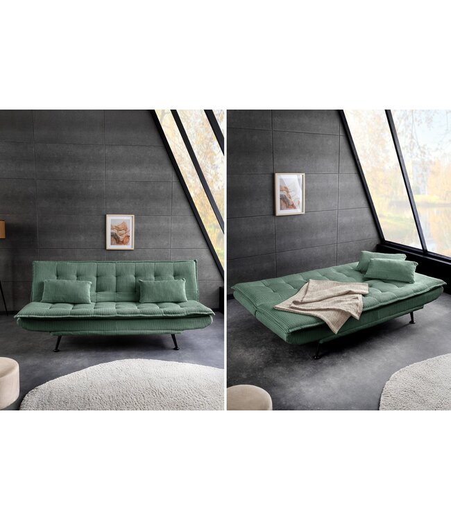 Invicta Interior Slaapbank JAZZ 195 cm 3-zits, koordgroen - 47523