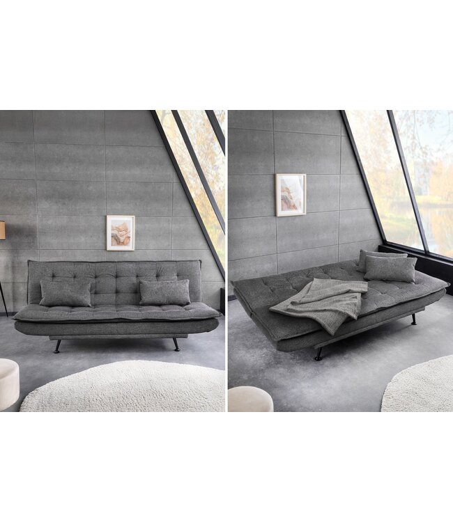 Invicta Interior Slaapbank JAZZ 195 cm 3-zits met structuurstof in grijs - 47529