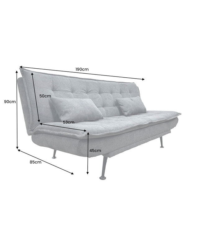 Invicta Interior Slaapbank JAZZ 195 cm 3-zits met structuurstof in grijs - 47529