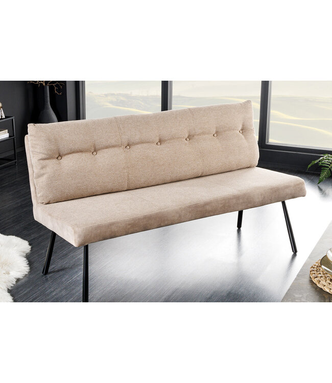 Invicta Interior Bank BIG GEORGE 160 cm plat geweven stof met veerkrachtige kern, fluweel, champagnebeige - 44014