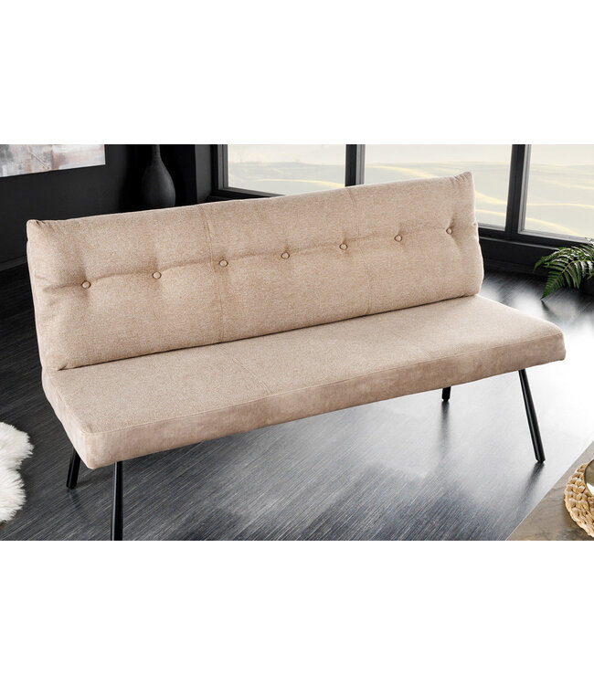 Invicta Interior Bank BIG GEORGE 160 cm plat geweven stof met veerkrachtige kern, fluweel, champagnebeige - 44014