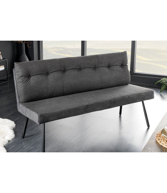 Invicta Interior Bank BIG GEORGE 160cm plat geweven stof met verende kern fluweel antraciet - 44012